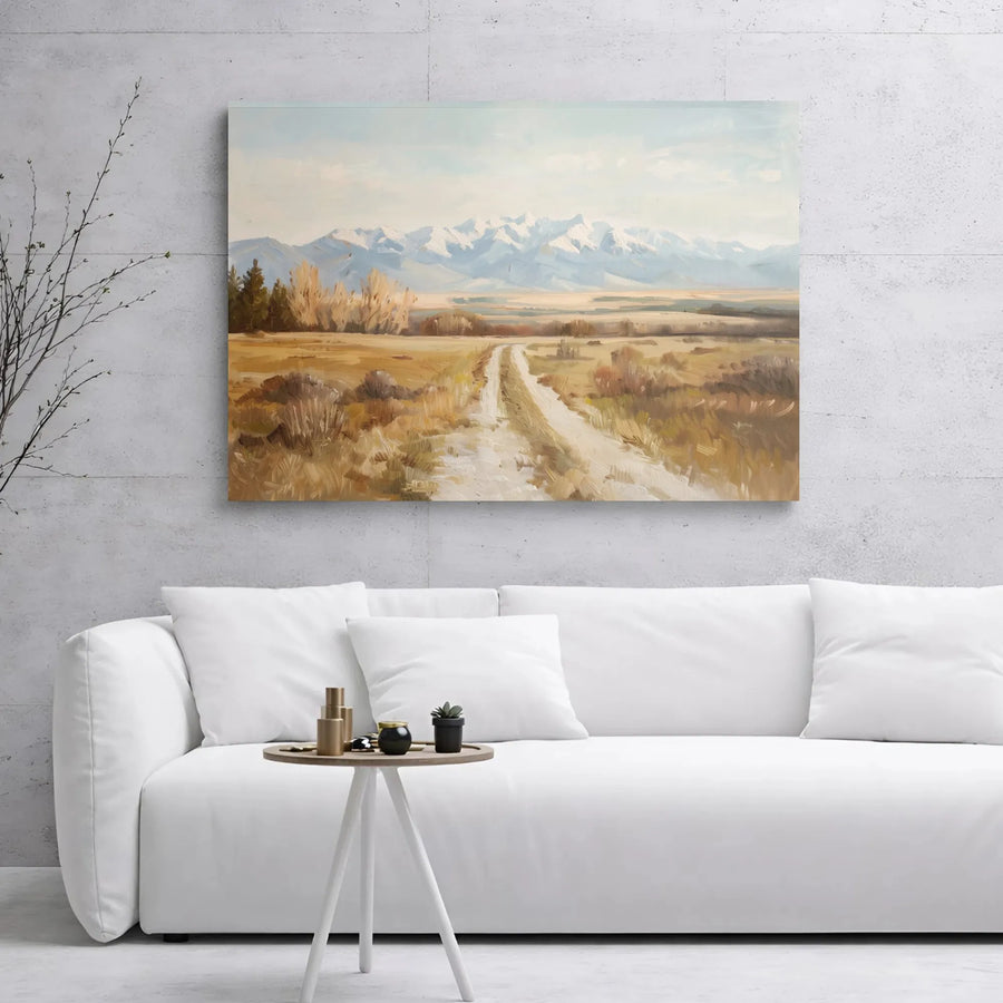 Mountain Landscape Canvas Print | Rustic Dirt Road Scenery Wall Art | Gallery Wrapped Premium Quality | Nature Decor for Living Room or Office