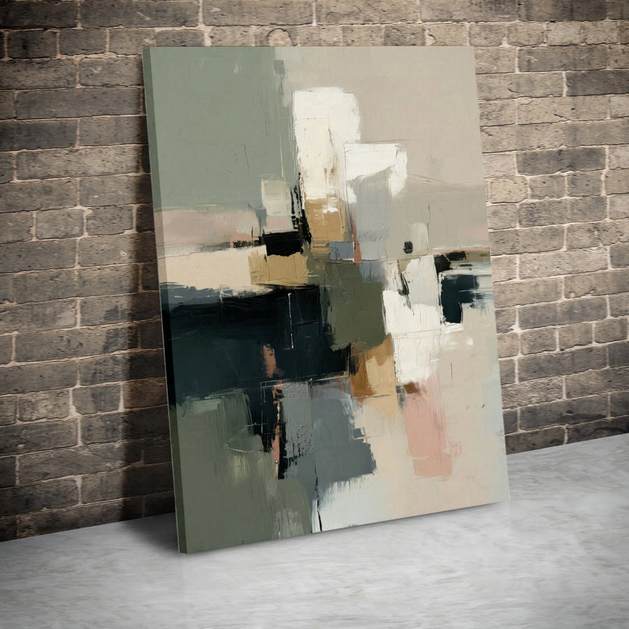 Abstract Canvas Wall Art | Textured Geometric Print in Neutral Tones | Premium Gallery Wrapped Canvas | Modern Home Decor Gift