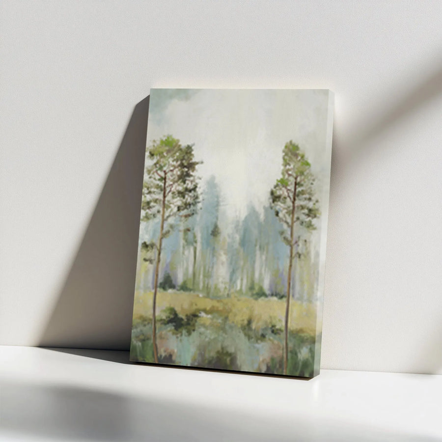 Misty Forest Canvas Wall Art | Serene Pine Tree Landscape Painting | Premium 1.25" Thick Canvas | Nature Lover Gift for Home Office Decor