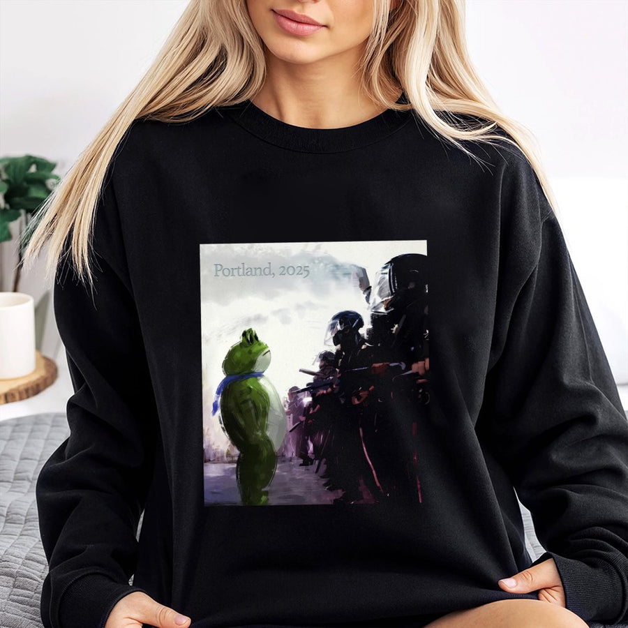 Portland 2025 Frog Sweatshirt | Protest Graphic Art | Premium Cotton Blend Crewneck | Unisex Aesthetic Streetwear Gift