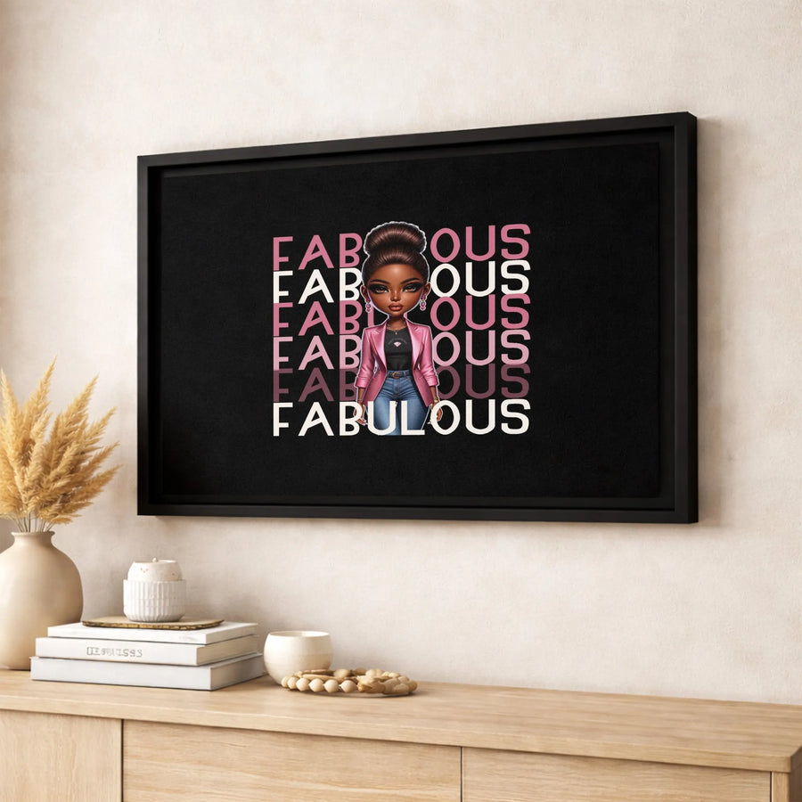 Fabulous Black Woman Canvas Wall Art | Afrocentric Chic Illustration | Premium Gallery Wrapped Decor | Empowering Home Office Gift