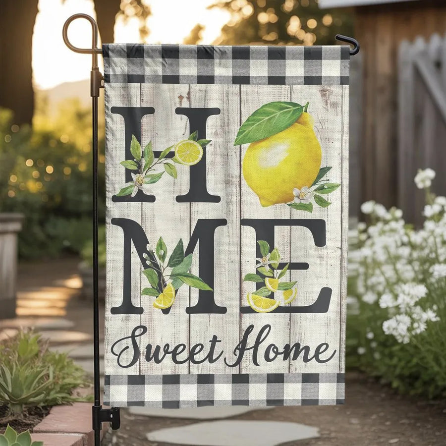 Farmhouse Lemon Garden Flag | Double Sided Home Sweet Home Decor | Weather Resistant Polyester | Summer Porch & Yard Decoration Gift