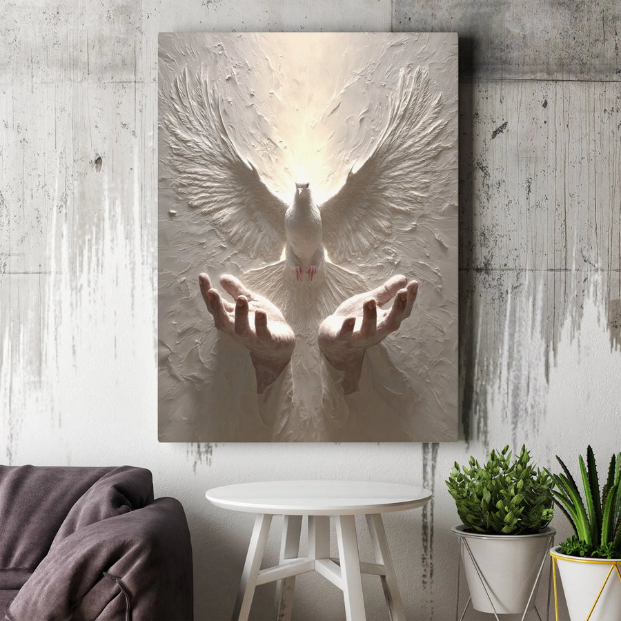 Holy Spirit Dove Canvas Print | Textured Religious Wall Art | 1.25-Inch Gallery Wrap | Christian Home Decor Gift for Faith Inspiration