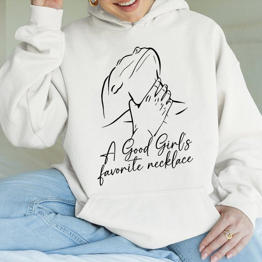 A Good Girl's Favorite Necklace Hoodie | Edgy Line Art Graphic Sweatshirt | Premium Cotton-Blend | Aesthetic Gift for Girlfriend