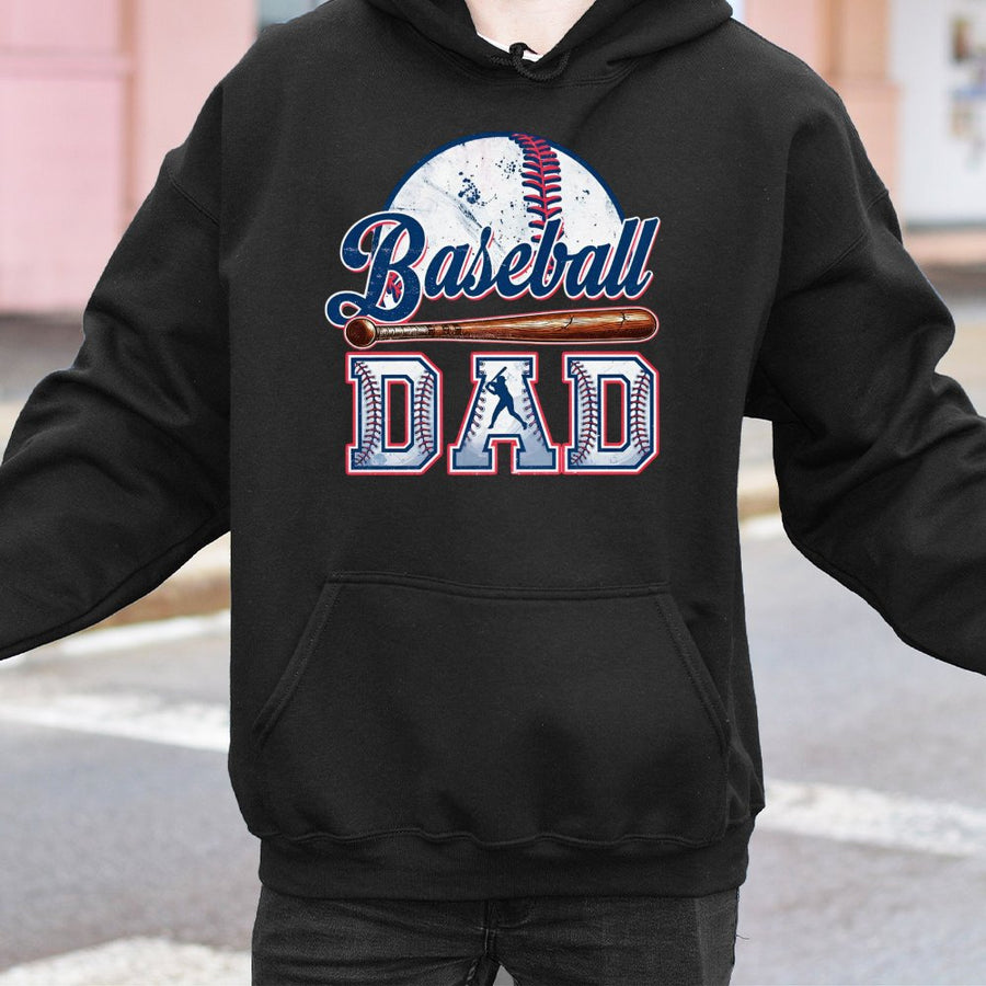 Baseball Dad Hoodie | Vintage Graphic Sport Design | Cotton-Poly Blend Premium Comfort | Gift for Baseball Dad Father's Day 2026 Game Day