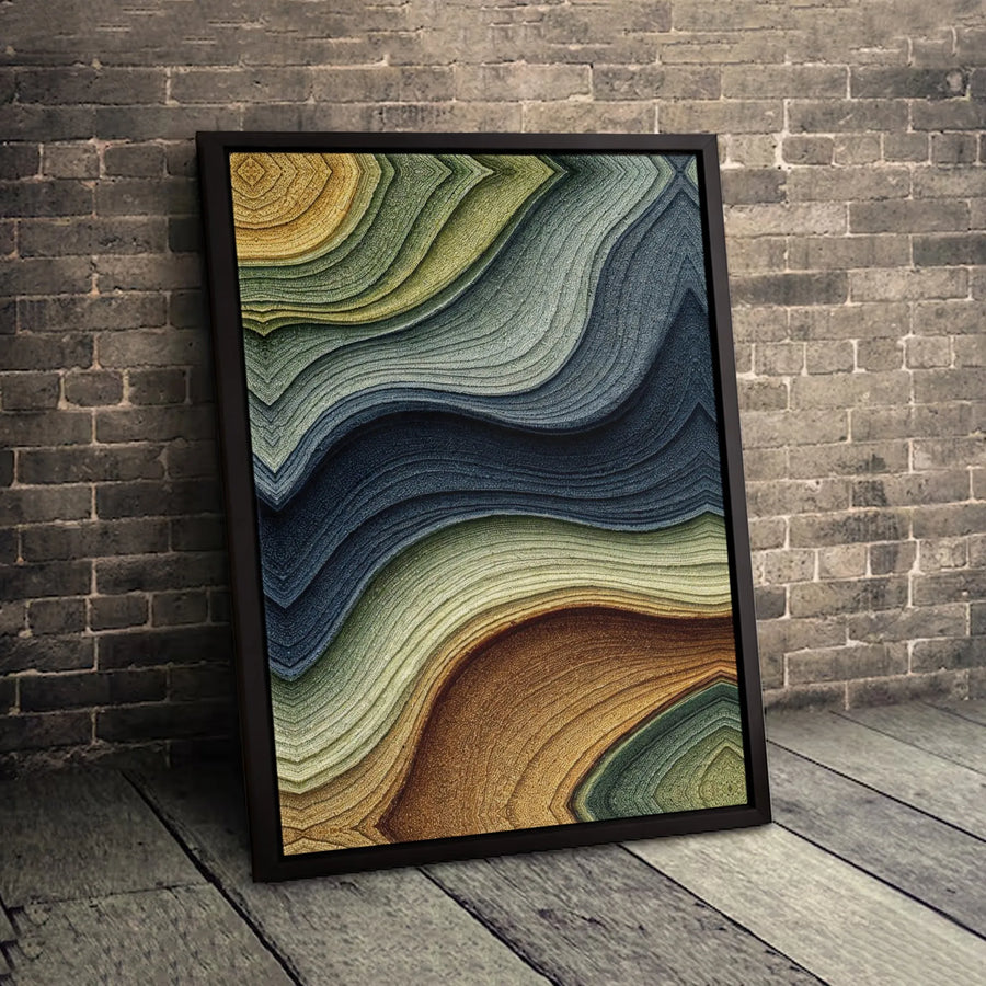 Abstract Geode Wall Art | Wavy Earth Tone Agate Texture | Premium Gallery Wrap Canvas | Modern Living Room Home Decor