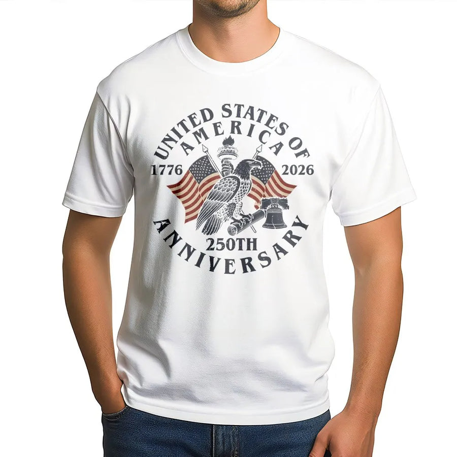 USA 250th Anniversary T-Shirt | Vintage American Flag Eagle Graphic | Premium Cotton Blend | Patriotic Collector's Gift for Men and Women