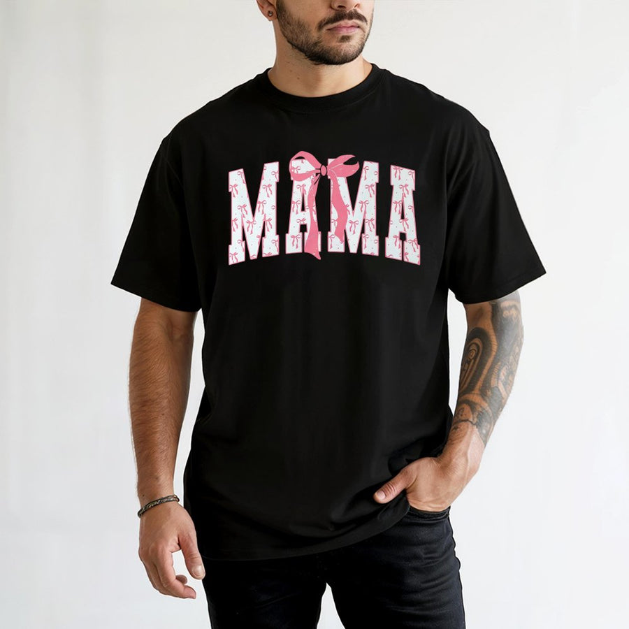 Mama T-Shirt With Pink Bow Design | Aesthetic Girly Graphic Tee | Premium 100% Cotton Comfort | Trendy Mother's Day 2026 Gift For Mom