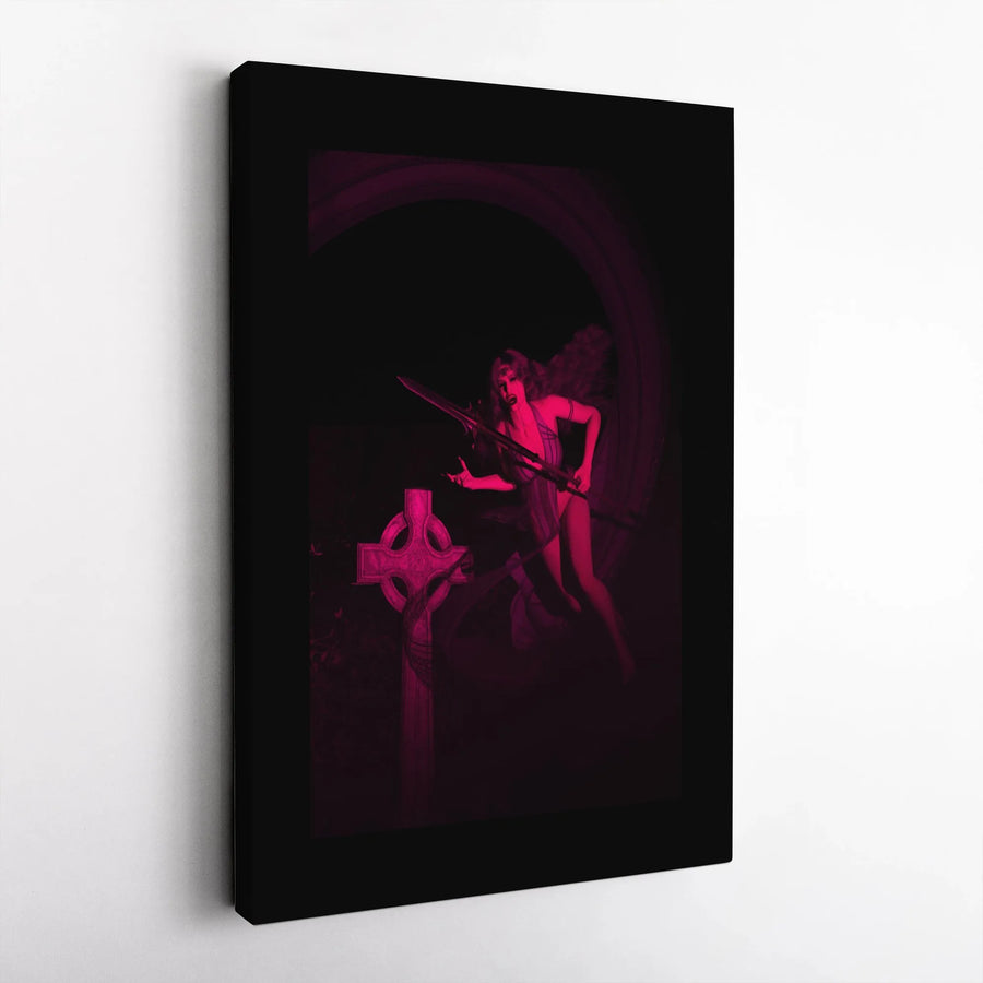 Gothic Vampire Canvas Wall Art | Dark Fantasy Female Warrior Print | Premium Gallery Wrapped Canvas | Gothic Home Decor Collector Gift