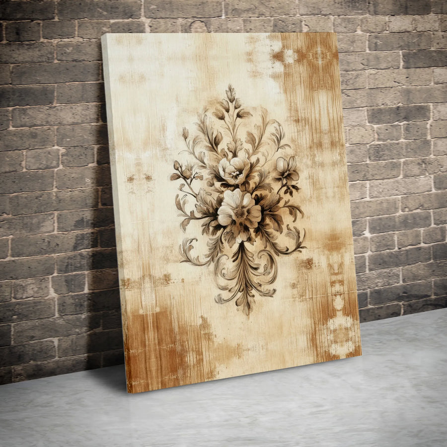 Vintage Floral Canvas Wall Art | Rustic Baroque Botanical Print | Premium Gallery Canvas | Elegant Living Room & Farmhouse Decor Gift