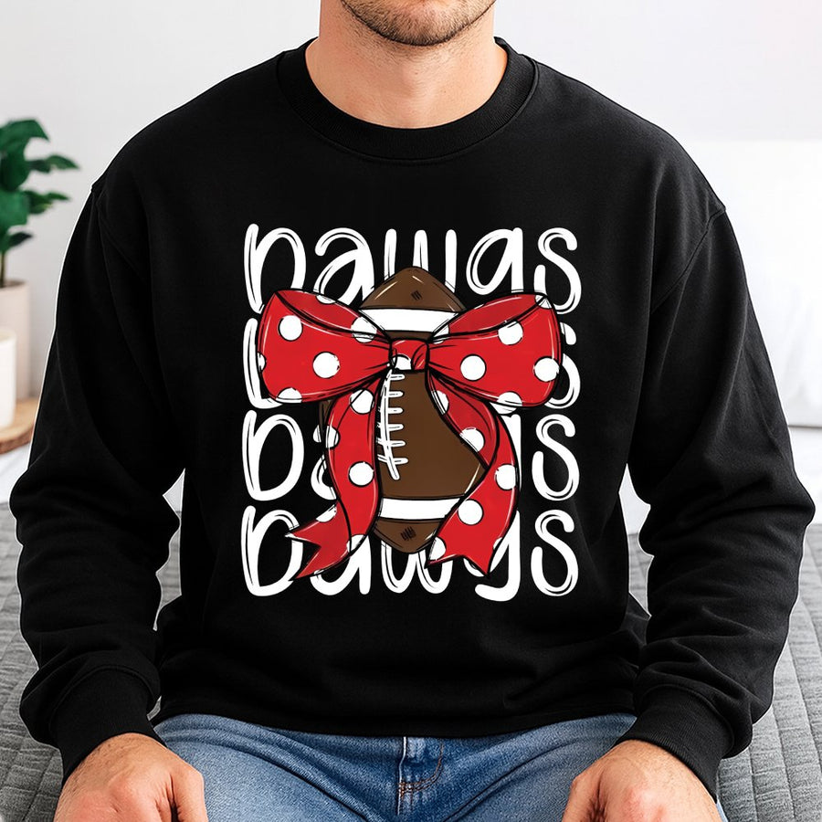 Cute Georgia Dawgs Sweatshirt With Football Bow Georgia Football Unisex Sweatshirt Gift For Her Or Him On Game Days