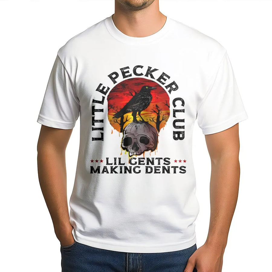 Little Pecker Club T-Shirt | Raven and Skull Graphic Design | Premium Soft Cotton | Edgy Streetwear Gift for Men and Women