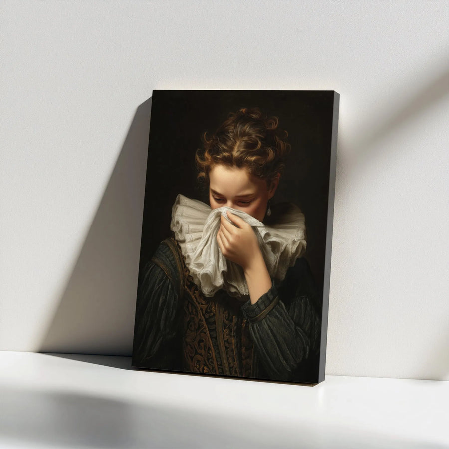Classical Portrait Canvas Wall Art | Girl With A Ruff Collar Painting | Premium Gallery Wrap Print | Renaissance Style Home Decor Gift