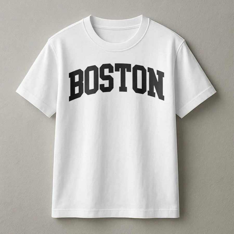 Boston Varsity T-Shirt | Retro College Lettering Graphic | Premium Cotton Unisex Tee | Massachusetts Souvenir Gift