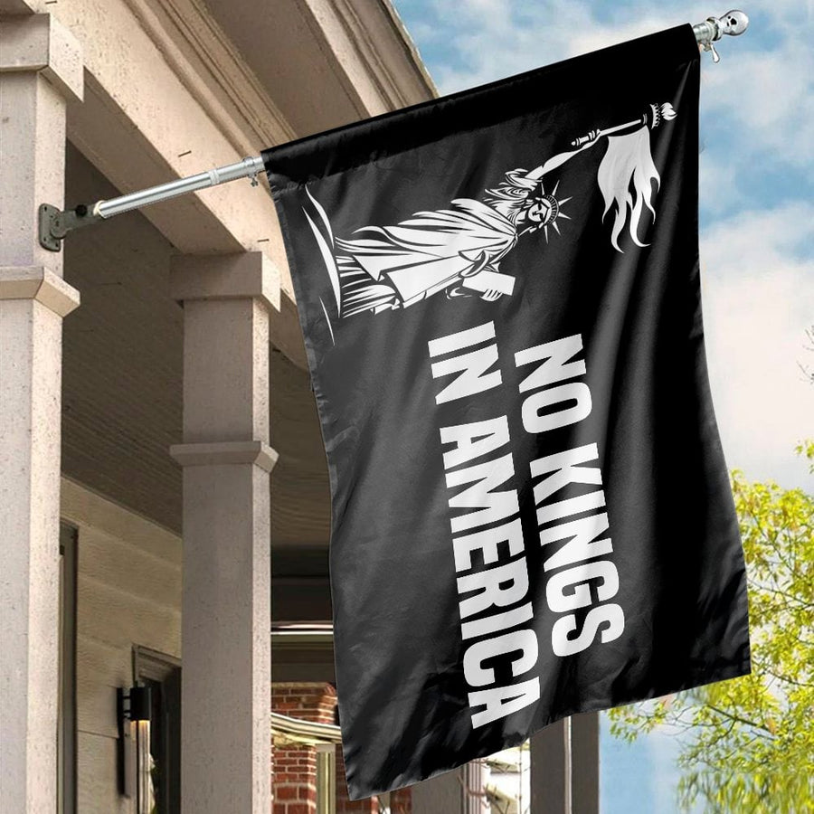 No Kings In America Flag | Lady Liberty Torch Graphic | Premium UV-Resistant Polyester | Patriotic Home Decor Statement