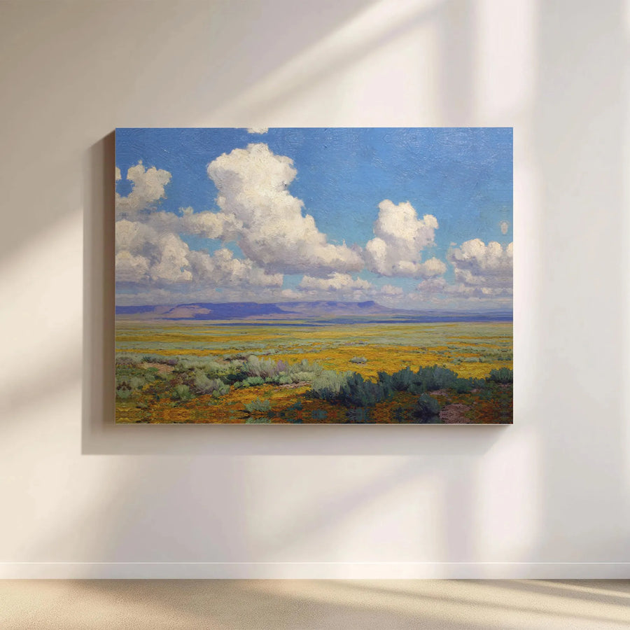 Desert Landscape Canvas Wall Art | Wildflower Meadow Impressionist Print | Gallery Wrap Premium Decor | Nature Lover Home Office Gift