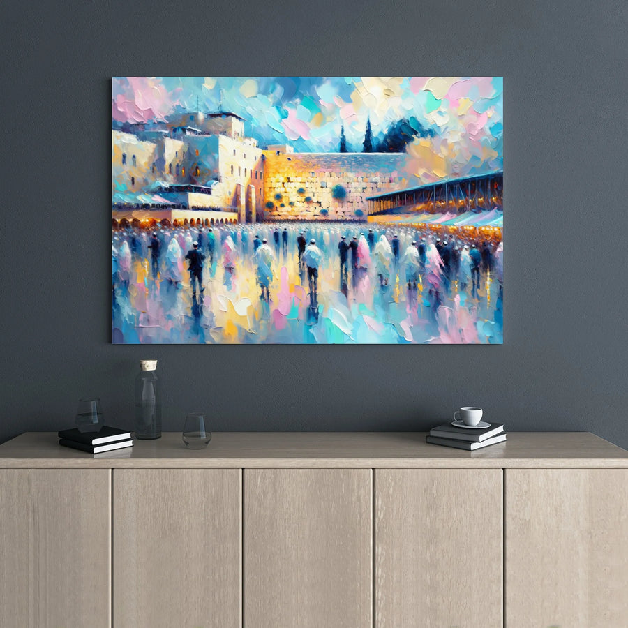 Western Wall Jerusalem Canvas Print | Impressionist Israel Art | Gallery Wrap Wall Decor | Premium Religious Gift for Home Office