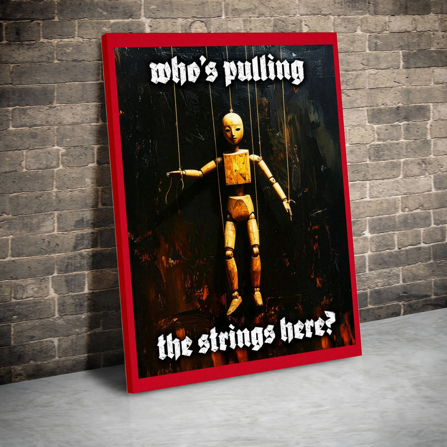 Who Is Pulling The Strings Canvas Print | Marionette Puppet Gothic Wall Art | Premium Gallery Wrapped Decor | Thought-Provoking Surrealist Gift