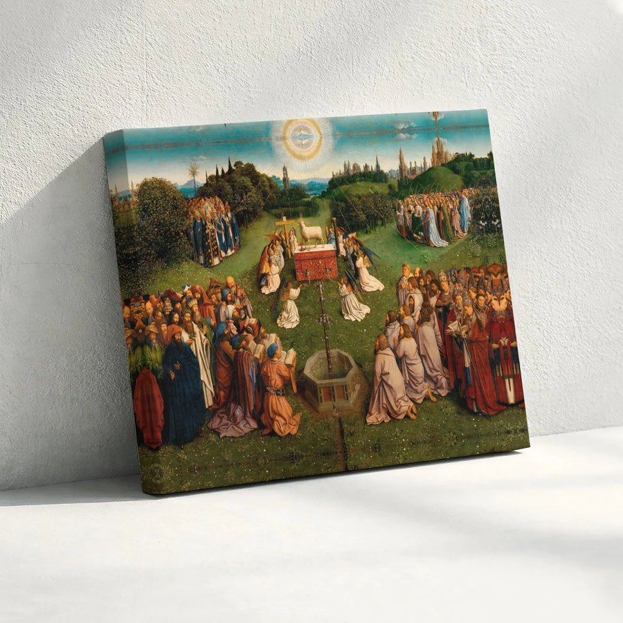 Adoration Of The Mystic Lamb Canvas Art | Ghent Altarpiece Reproduction | Premium Gallery Wrap Print | Renaissance Religious Wall Decor Gift