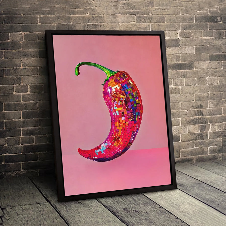 Disco Chili Pepper Wall Art | Vibrant Y2K Retro Aesthetic Decor | Premium 1.25" Gallery Canvas | Unique Kitchen & Dining Room Gift