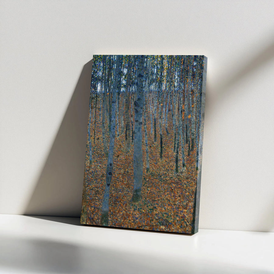 Gustav Klimt Birch Forest Vertical Canvas | Famous Impressionist Painting | Premium Gallery Wrapped Wall Art | Living Room & Office Decor Gift