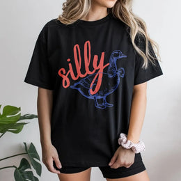 Silly Goose T-Shirt | Funny Retro Bowtie Duck Graphic Design | Premium Soft Cotton Tee | Cute Animal Meme Gift for Friends and Family