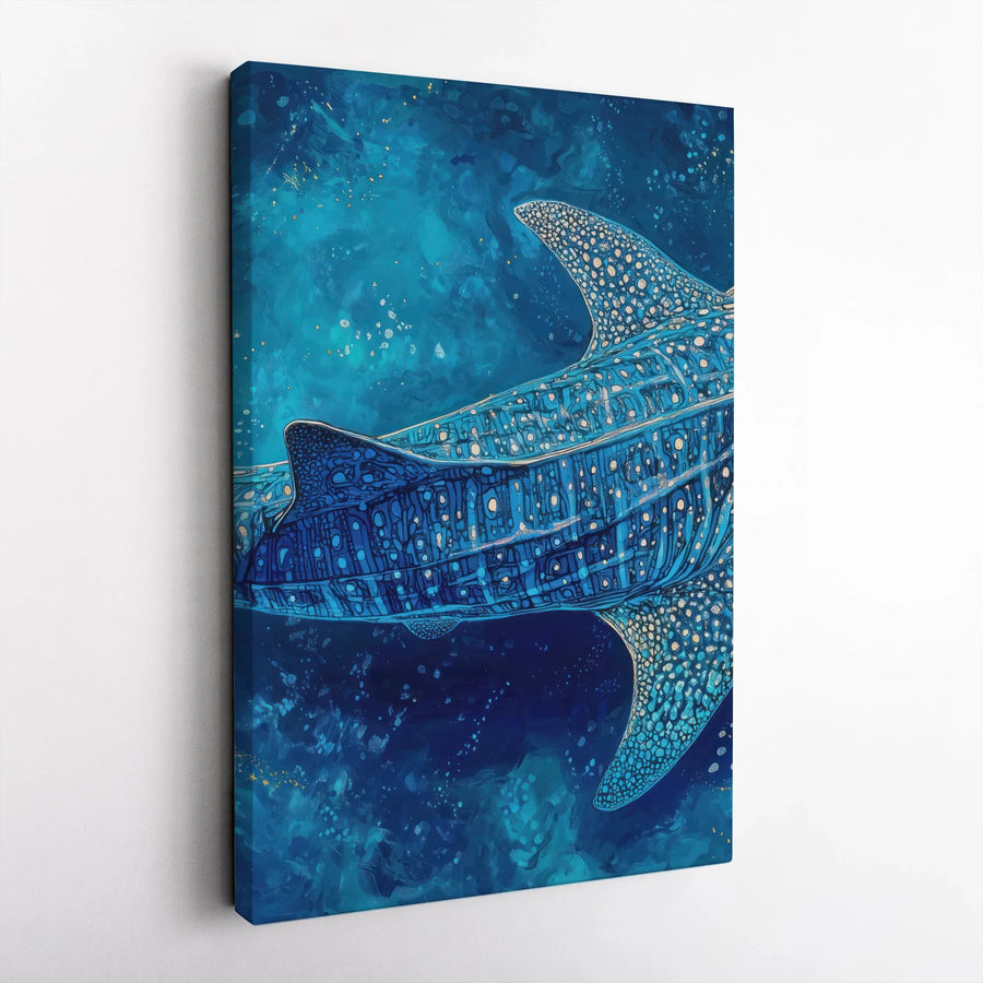 Whale Shark Canvas Wall Art | Abstract Ocean Animal Painting | Premium Thick Gallery Wrap | Coastal Home Decor Gift for Marine Life Lovers