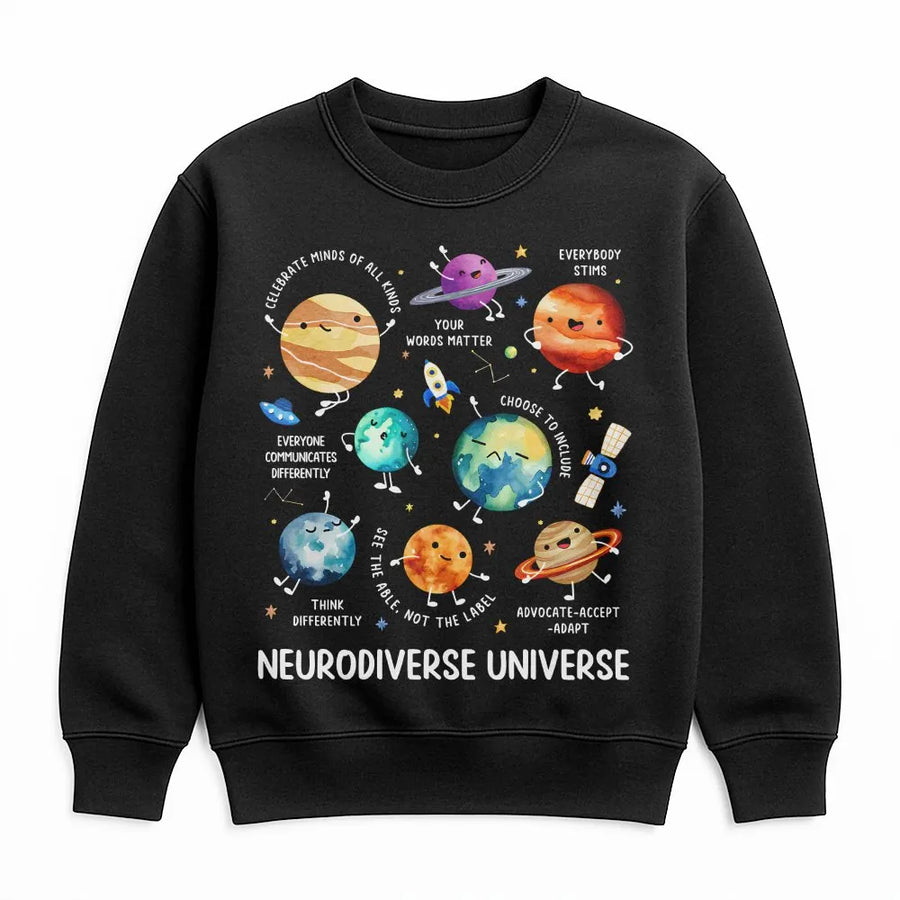 Neurodiverse Universe Sweatshirt | Cute Space Planet Graphic | Soft Cotton Tee | Gift for Special Education Teacher