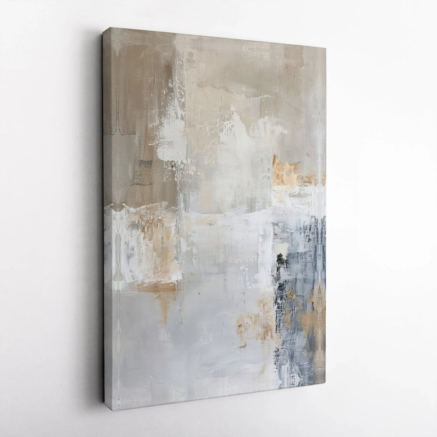 Abstract Canvas Wall Art | Textured Neutral Tones Painting | Premium Fade-Resistant Print | Modern Minimalist Living Room Decor Gift