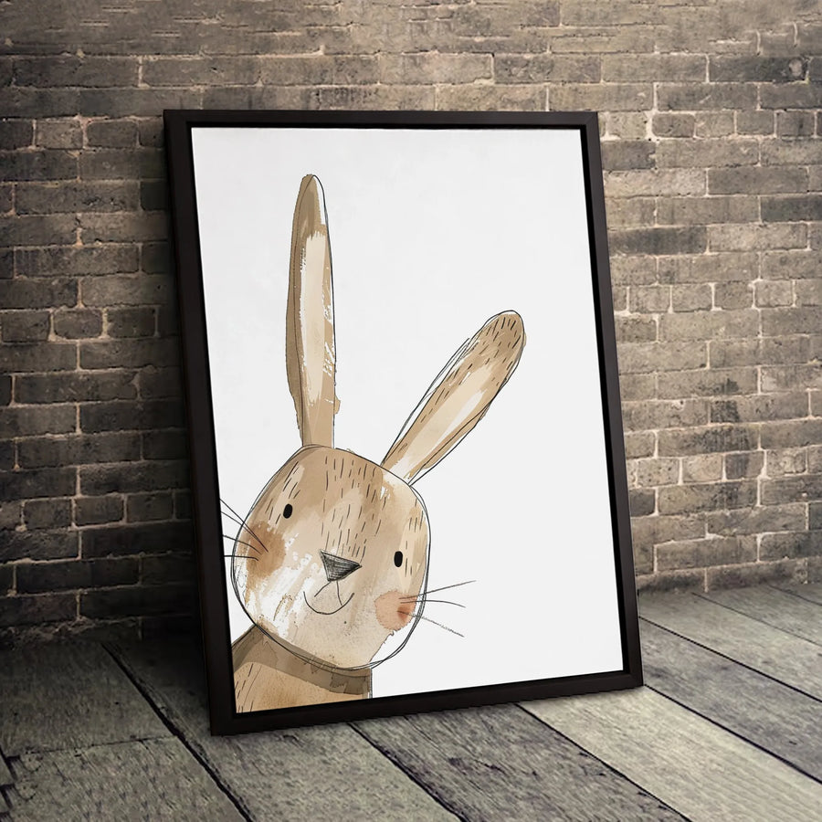 Watercolor Bunny Canvas Print | Cute Rabbit Nursery Wall Art | Premium Fade-Resistant Gallery Wrap | Modern Home Decor Gift
