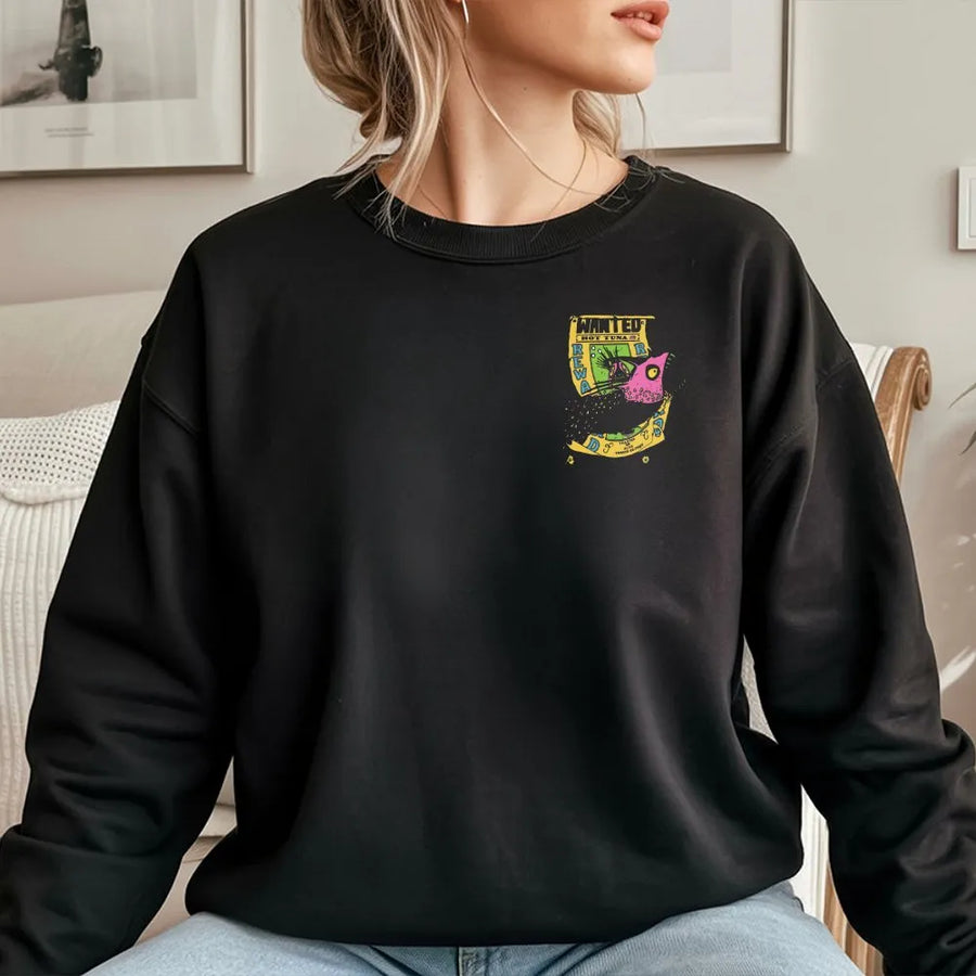 Graphic Crewneck Sweatshirt | Wanted New Friends Left Chest Print | Soft Cotton Blend Pullover | Unisex Alt Streetwear Gift for Skaters