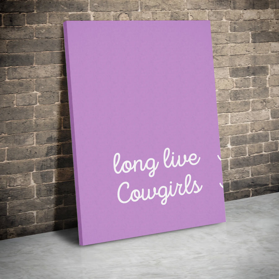 Long Live Cowgirls Wall Art | Minimalist Lavender Purple Typography | Premium Gallery Wrapped Canvas | Gift for Her Western Dorm Decor