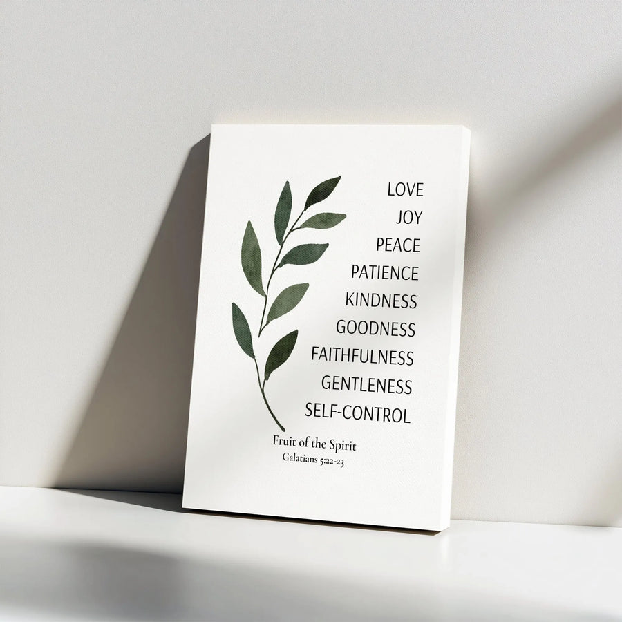 Fruit of the Spirit Wall Art | Galatians 5:22-23 Scripture Canvas Print | Minimalist Botanical Design | Premium Christian Home Decor Gift