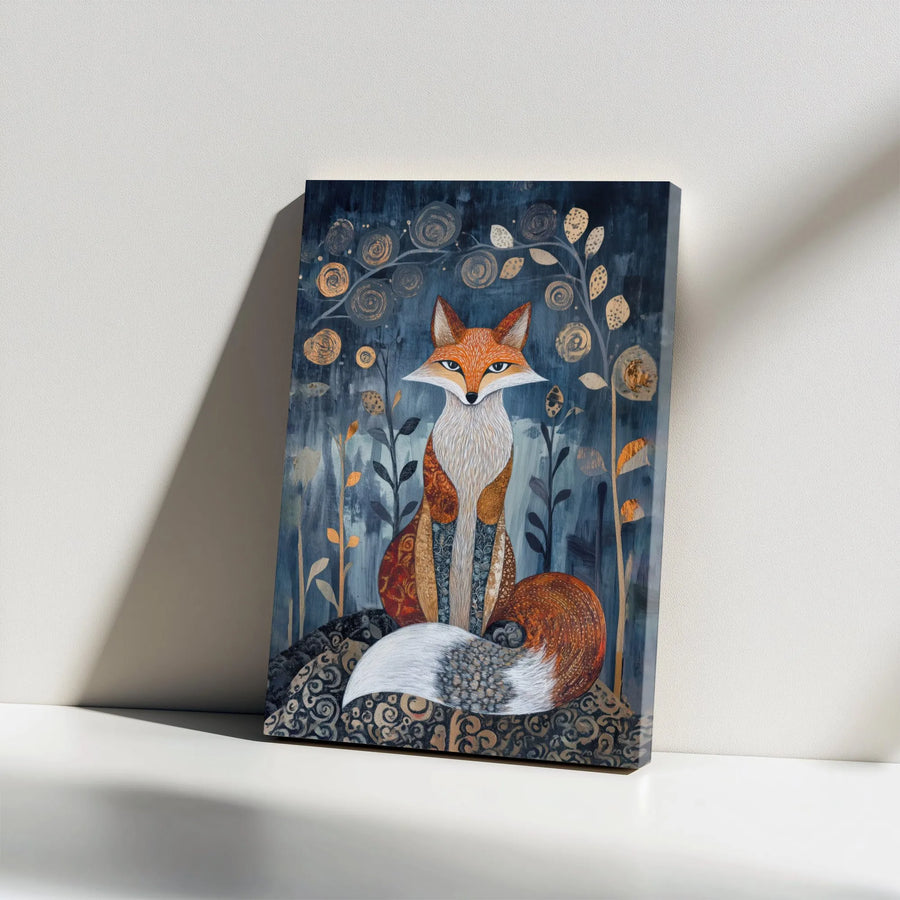 Fox Canvas Wall Art | Whimsical Woodland Animal Painting | Premium Fade-Resistant Print | Collector's Gift for Nature Lover