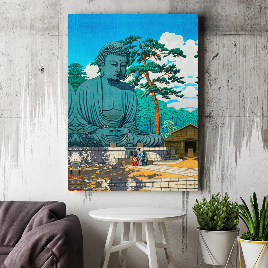 Great Buddha of Kamakura Canvas Wall Art | Japanese Ukiyo-e Woodblock Print Style | Premium 1.25" Gallery Wrap | Zen Home Office Decor Gift