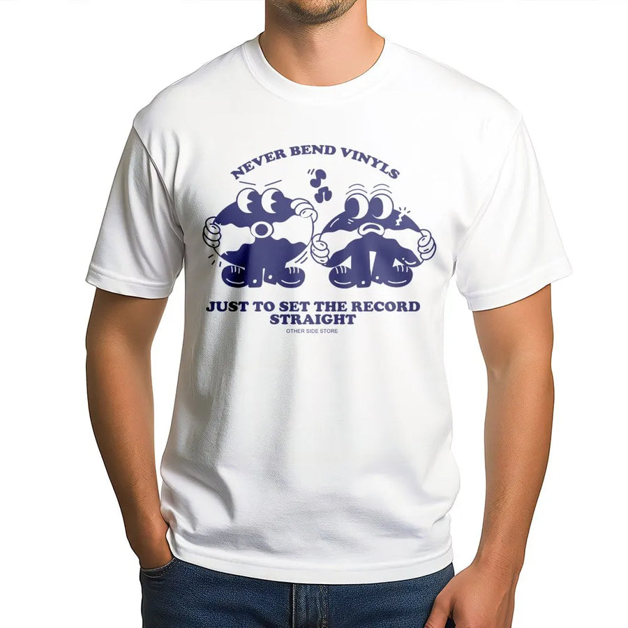Vinyl Record T-Shirt | Never Bend Vinyls Funny Music Graphic | Premium Cotton Unisex Tee | Gift for Audiophiles, DJs, and Record Collectors