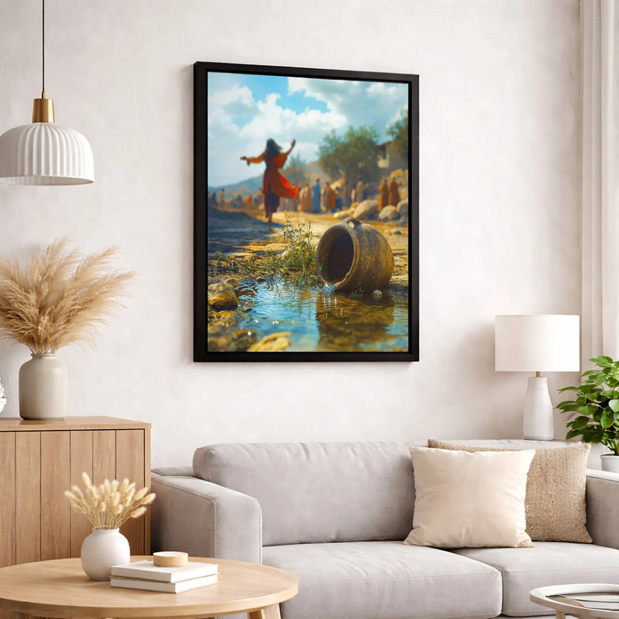 Woman At The Well Canvas Print | Biblical Living Water Scene | 1.25-Inch Premium Gallery Wrap | Christian Home Decor Wall Art