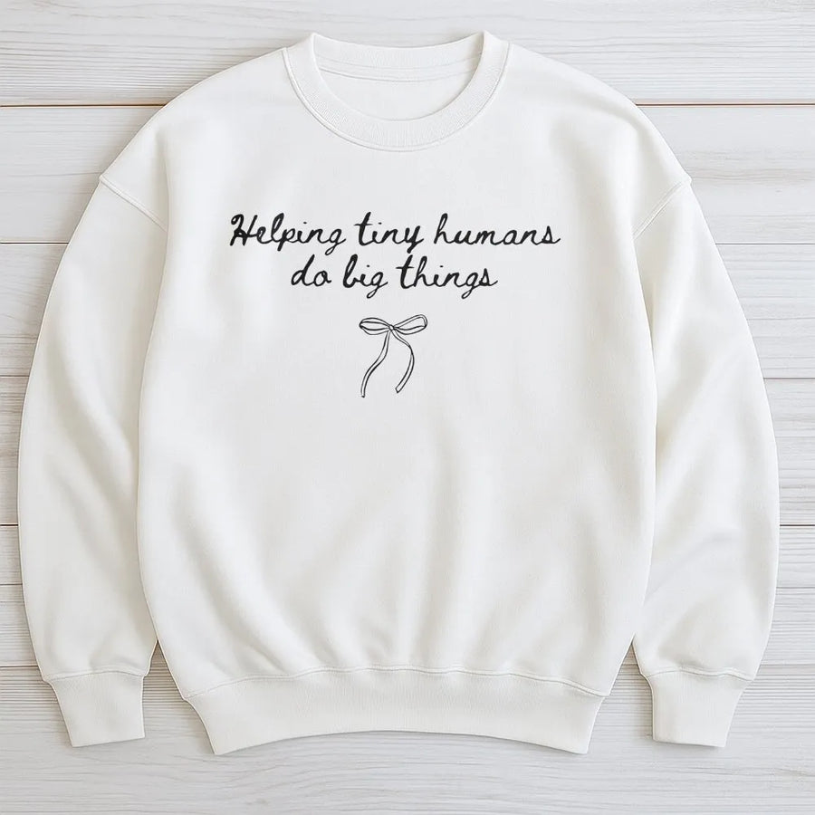 Coquette Teacher Shirt | Helping Tiny Humans Do Big Things Tee | Premium Comfort Colors Cotton | Back to School Gift for Preschool & Elementary Teachers