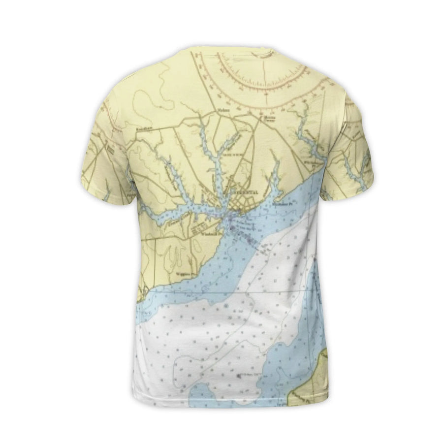 Nautical Map 3D T-Shirt | Oriental Vintage Chart Graphic | Premium Jersey Stretch Fabric | Gift for Sailors and Coastal Lovers