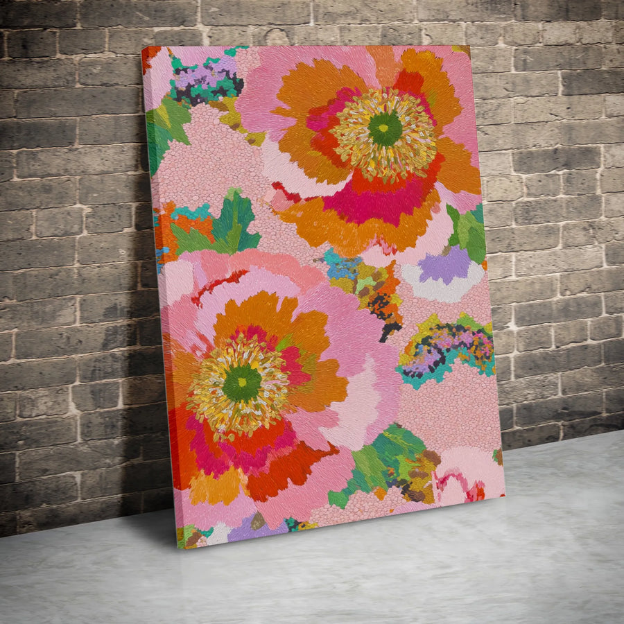 Vibrant Abstract Floral Canvas Wall Art | Large Poppy Garden Print | Gallery-Quality Framed Decor | Colorful Botanical Gift for Modern Home