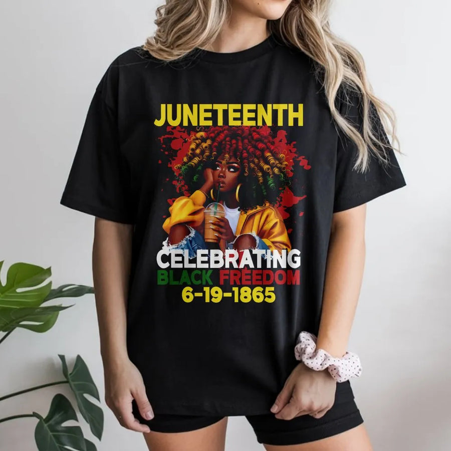 Juneteenth T-Shirt | Celebrating Black Freedom 1865 Graphic Art | Premium Cotton Unisex Tee | Black Pride Gift for Men and Women