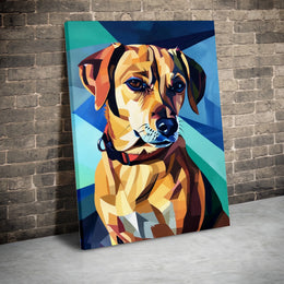 Geometric Dog Canvas Wall Art | Colorful Abstract Puppy Portrait | Premium Gallery Wrapped Canvas | Modern Home Decor Gift for Dog Lover