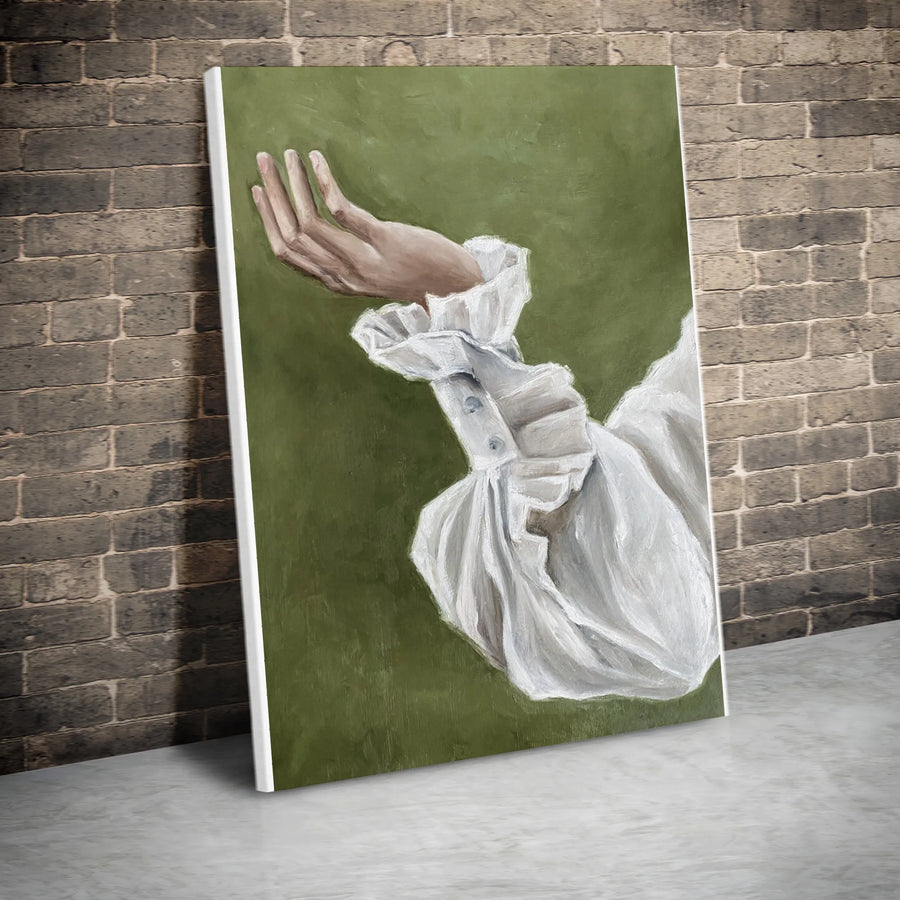 Renaissance Hand Canvas Print | Vintage Poet Sleeve Oil Painting Style | Premium Gallery Wrapped Wall Art | Moody Academia Home Decor Gift
