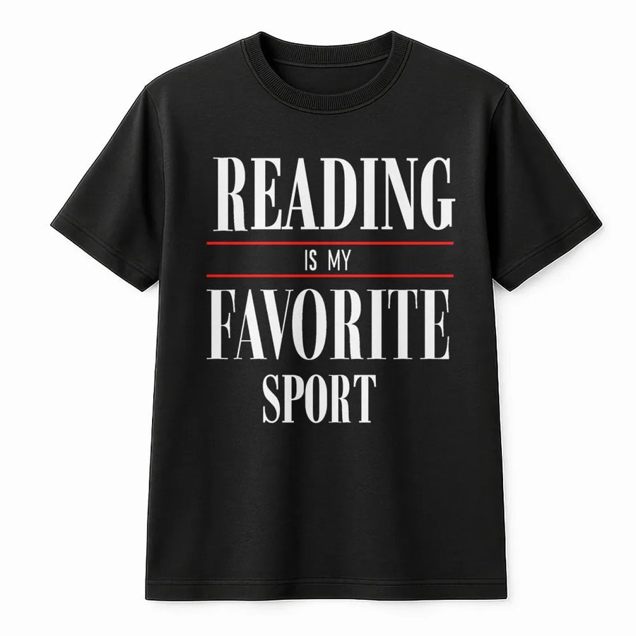 Reading Is My Favorite Sport T-Shirt | Bookish Typography Graphic Tee | Premium Soft Cotton Shirt | Bookworm Gift for Librarian and Reader