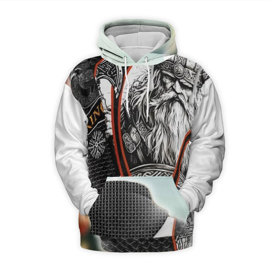 Viking Odin 3D Hoodie | Norse Warrior Armor Graphic Print | High-Grade Polyester Knit | Unique Mythological Gift for Men and Women