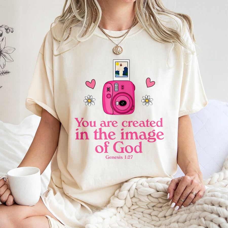 Created In The Image Of God T-Shirt | Genesis 1:27 Bible Verse Graphic | Premium 100% Cotton | Christian Gift For Women And Men