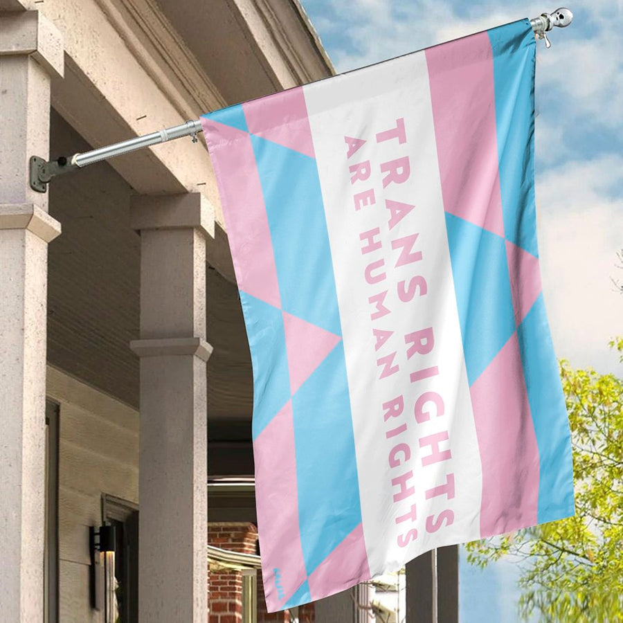 Trans Rights Are Human Rights House Flag | LGBTQ Pride Garden Decor | Weather-Resistant Polyester Banner | Inclusive Yard Gift for Activism