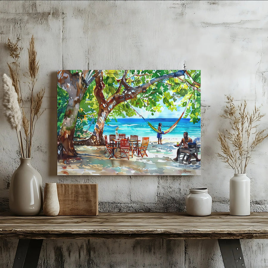 Beach Canvas Wall Art | Tropical Island Summer Scene | Premium Gallery Wrap Print | Coastal Home Decor Gift