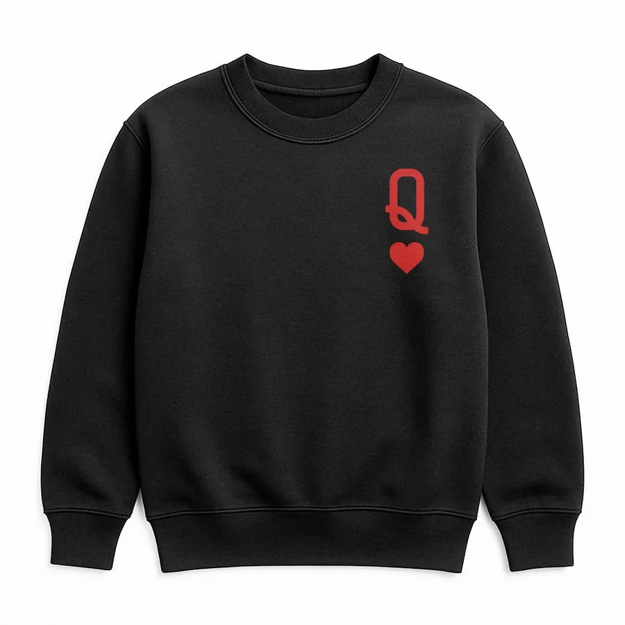 Queen Of Hearts Sweatshirt | Minimalist Playing Card Design | Premium Soft Cotton Blend | Aesthetic Graphic Gift For Her