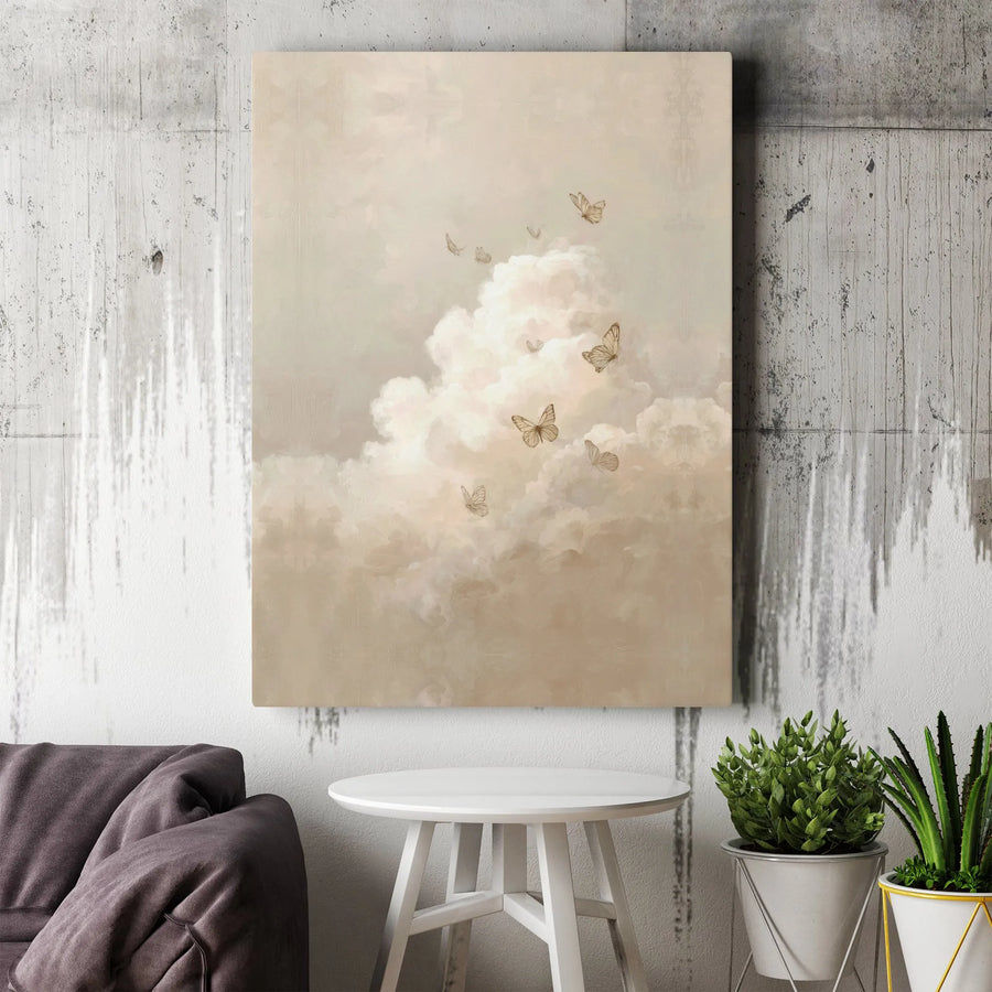 Ethereal Butterfly Canvas Wall Art | Vintage Aesthetic Cloud Painting | Gallery-Quality Fade-Resistant Print | Bohemian Home Decor Gift